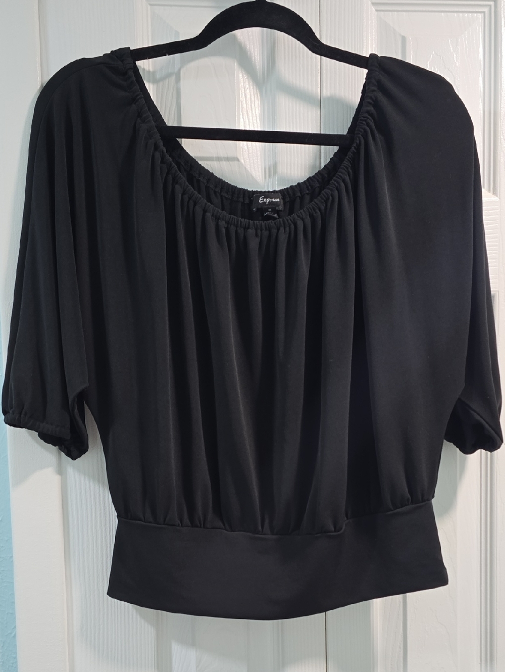 Express Black Peasant Blouse - Express